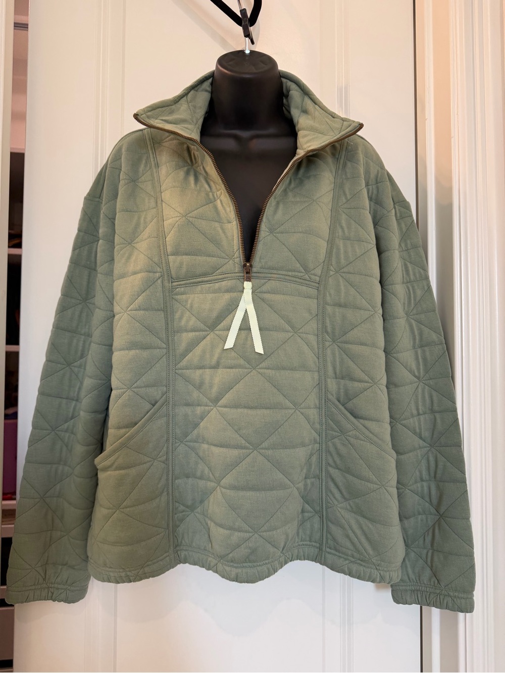 Avalanche Sage Green Quilted 1/4 Zip Pullover Jacket Women M